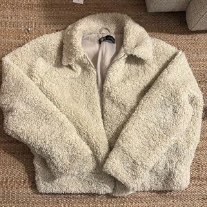 Zara Cream Sherpa Jacket/Coat, size S